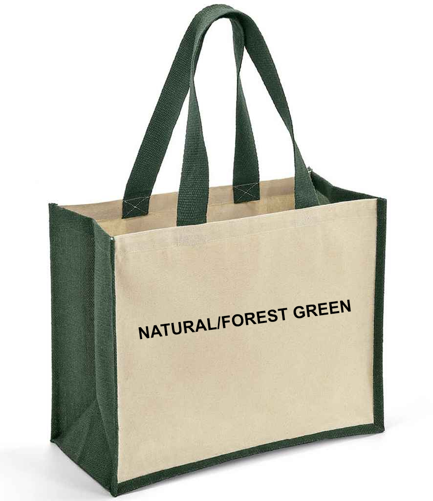 Jute shopper with colour inserts