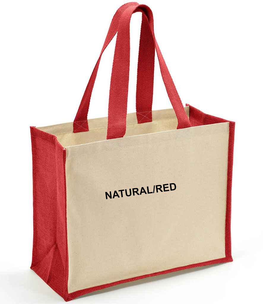 Jute shopper with colour inserts