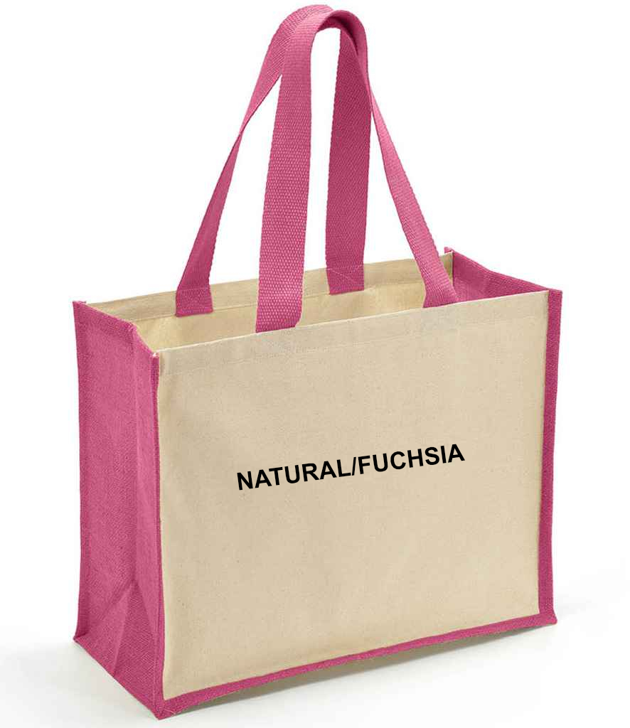 Jute shopper with colour inserts
