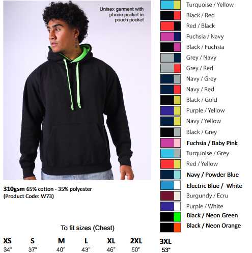RHS contrast colour leavers hoody